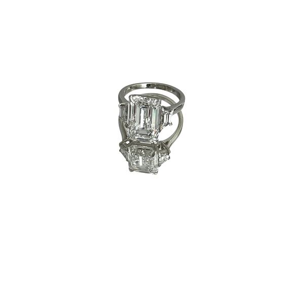 IGI Cert 8.09 Ct tw E VS1 18k WG Emerald Cut Lab Grown Engagement Diamond Ring - Picture 2 of 5